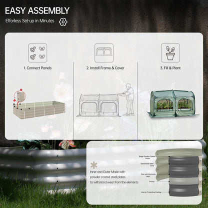Pop up Tunnel Greenhouse Cover 78.7" L x 39.4" W Plant Tent with 6x3FT Riased Garden Bed Set ,Gardening Flower Sunshine Room with Mesh Windows,Backyard PE Cover for Cold Frost Protector
