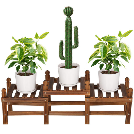 Jotboom 3 Tier Plant Stand Indoor,Wooden Low Plant Bench for Multiple Plants,Corner Flower Pot Stand Long Plant Holder for Balcony Patio Garden Decor (Free-Style Combination)