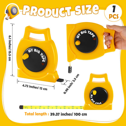 Wovnet 1 Pcs Kids Measuring Tape Toy and 2 Pcs Hammer Simulation Wooden Plastic Mallet Toy for Kids Toddler Back to School Educational Learning