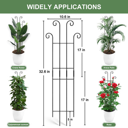 Coomin 32.6in Monstera Plant Support Stakes for Outdoor Plants, Garden Trellis for Climbing Plants, Metal Stakes for Potted Plants Pothos Plant Climber Support, 2P