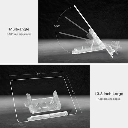 Acrylic Book Stand, Angle Adjustable Book Display Stand,Foldable Cookbook Stand, Lightweight Book Holder for Magazines, Laptop, Recipe, Textbook