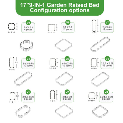 FarmGeo Raised Garden Bed Kit 8 x 2 x 1.4 ft, 9-in-1 Modular Metal Raised Garden Bed Outdoor, Powder-Coated Galvanized Planter Box for Vegetables, Herbs and Flowers (Cracked Silver)
