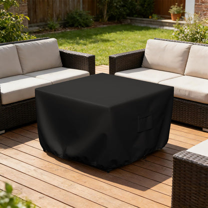 MR. COVER Square Fire Pit Cover 30 Inch, Heavy Duty 600D Waterproof Fire Pit Table Cover, Rip-Proof Fade Resistant Outdoor Firepit Cover with Drawstring & Air Vent, Fits