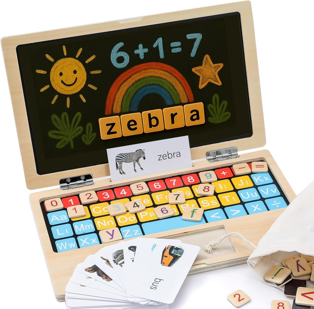 Montessori Toys 11.8" Laptop Preschool Learning Activities 3 Year Old Boy Gift, Pretend Play Toddlers Birthday Gift ,Learning and Educational Toys for 3 4 5 6 7 8 Year Old Kids
