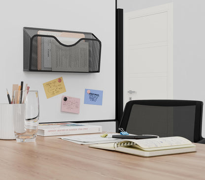 JANE EYRE Magnetic File Holder - 3PCS File Paper Mail Organizer No Drilling Magazine Paper Document Holder/Magnetic Hanging File Organizer for File Cabinets, Office, Whiteboard, BLACK
