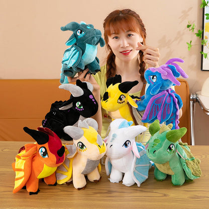 TOLLION Cuddly Plush Wings Dragon Plush Toy Soft Dragon Stuffed Animals Pterosaur Plush Flying Dragon Pillow Plushies Gifts for Fans Adults Kids Boys Girls Toys,9.8 Inches (White)