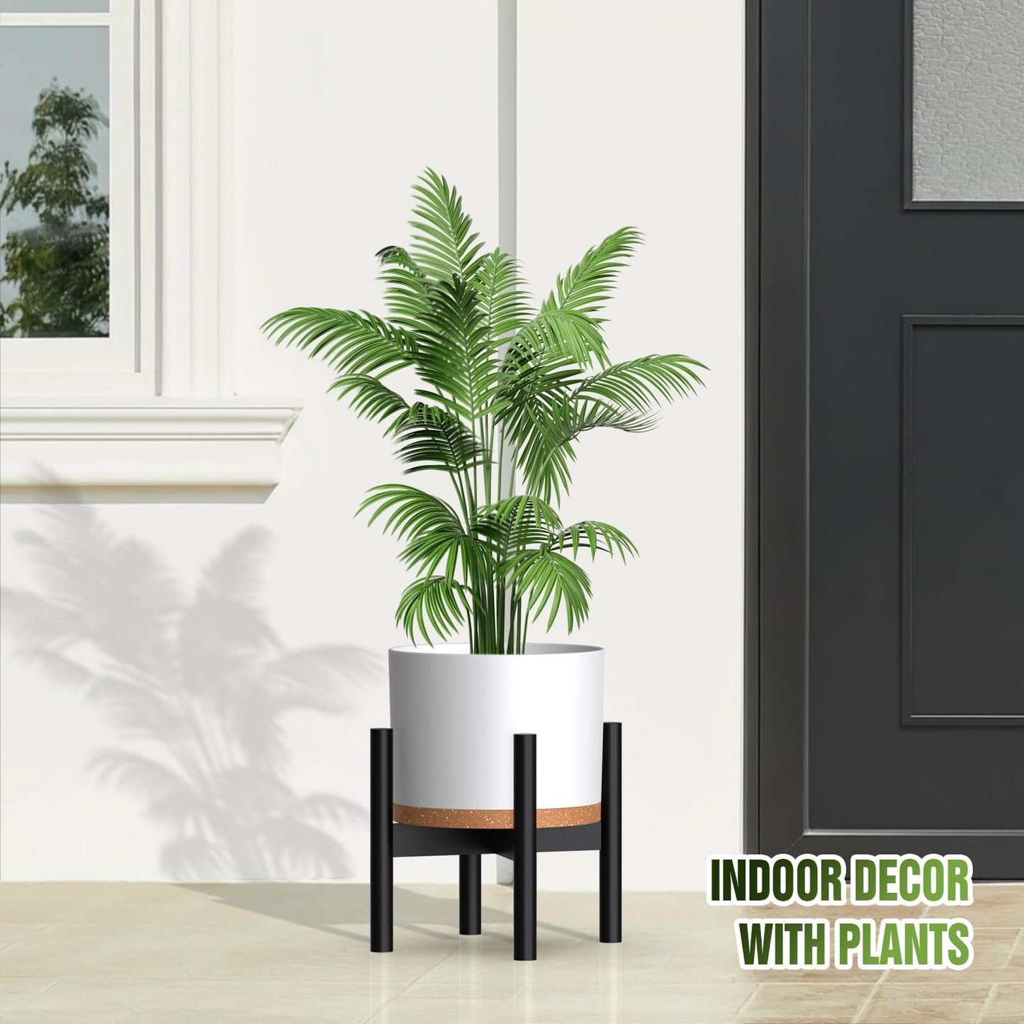 Areutxbis 10/9/8 Inch Large Plant Pots with Drainage Holes and Trays, 3 Pack Modern Minimalist Cylinder Planters for Monstera, Snake Plant, Indoor Outdoor (Matte White & Brown)
