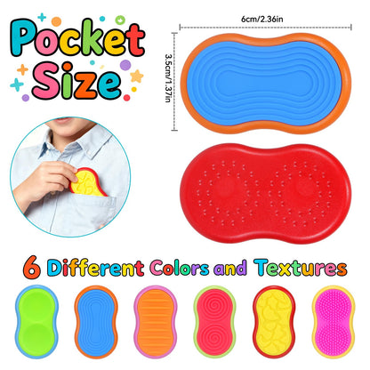 Silicone Sensory Magnetic Toys for Kids, 6PCS Textured Anxiety Relief Slider,Suitable for Autism and ADHD — Essential for Adults Office Desk Travel Stress Relief Toys for Students Classroom