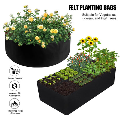 Kasoyo (2 Pack) 128 Gallon Rectangular Planting Bags and 50 Gallon Round Flower Bed Planting Bags, Suitable for Growing Vegetables, Potatoes and Flowers in The Garden
