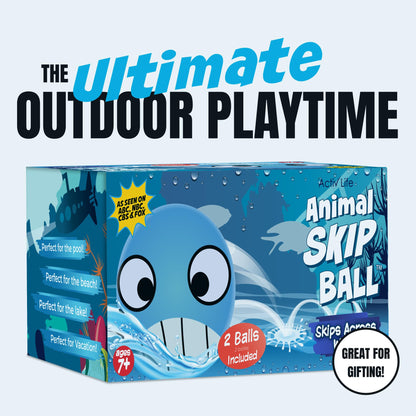 Activ Life 2 Pack Skip Balls, Outdoor Toys for Kids, Summer Beach Games for Girls and Boys Toy, Pool Accessories Essentials Play Stuff Gear (Whale)