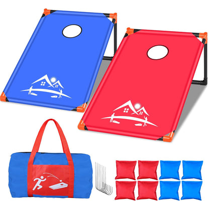 NZQXJXZ 3x2 ft Cornhole Board Set with 8 Bean Bags and Carrying Bag, Outdoor Toss Game Set for Kids and Adults, Portable Corn Hole Sets for Beach Lawn Backyard (Red and Blue)