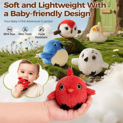 Evoceler Surprise Tree Stump with Birds, Rattle, Crinkle Paper,Squeaker & Mirror | Soft Montessori Toys for 6 Month Old Babies | Sensory Toddlers 1-3, 1 Year Old Boy Girl Gifts, Baby Toys 6-12 Months