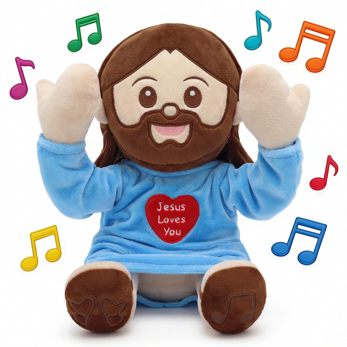 Yelakey Jesus Plush Peek A Boo Toy, Jesus Stuffed Doll Religious Plushie with 15 Bible Songs for Kids Christmas Easter Gifts 10''