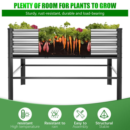Doniks Raised Garden Bed with Legs, 48×48×32in Large Outdoor Metal Galvanized Garden Planting Box,1000lb Capacity for Vegetables Lawn Green Flowers, Fruits, Terrace