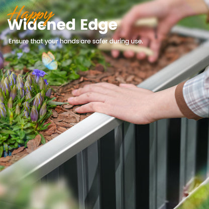 KING BIRD 68" x 36" x 34.6" Raised Garden Bed with Garden Anti-Bird Protection Netting Structure Galvanized Steel Metal Planter Kit Box with 2 Pairs of Gloves Dark Grey