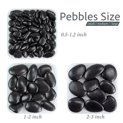 GreenVibe River Rocks for Landscaping, 40lbs Black Pebbles for Indoor Plants, 1-2 Inch Decorative Rocks for Planters, High Polished Stones for Vase Filler Fish Tank Garden