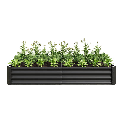 FOUBAM Galvanized Raised Garden Bed for Vegetables,Planter Raised Garden Boxes Outdoor,Metal Raised Garden Beds Steel Kit for Vegetables Flower Herb Patio Black Rectangle