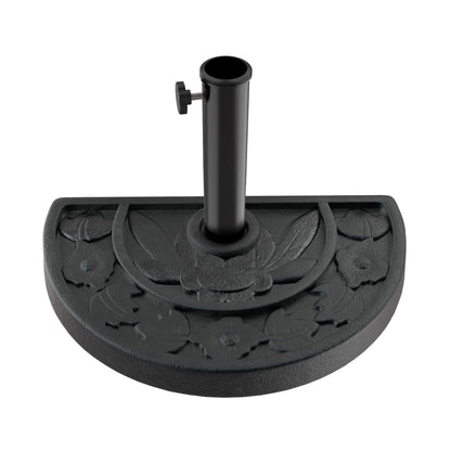 Half Round Umbrella Base - 20lb Weighted Semicircle Freestanding Resin and Concrete Umbrella Stand for Outdoor Use by Pure Garden (Black)