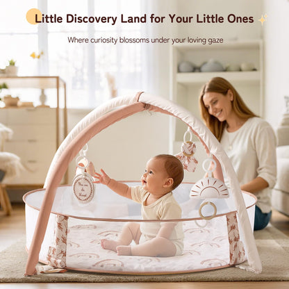 Mallify 6-in-1 XL Large Baby Gym & Ball Pit, Play Mat & Play Gym, Combination Baby Activity Gym with Milestone Cards for Sensory Exploration and Motor Skill Development, Balls are not Included