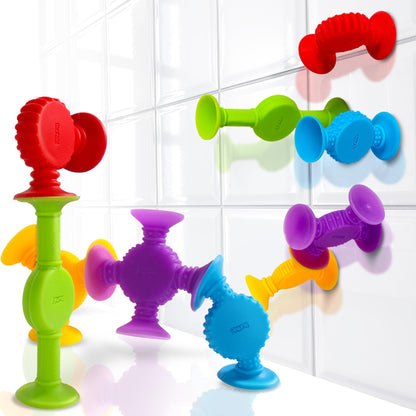 BUNMO Bath Toys Suction - Connect, Build, Create - Bath Toys - Hours of Fun & Creativity - Fine Motor Skills - Stimulating Sensory Toys - Non-Mouthable Toy 3+ - Textured 44 Pack