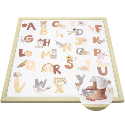 Omedecal 50"×50" Baby Play Mat for Floor & Playpen, 1.2" Thick High-Density Foam Nursery Mat for Tummy Time, Soft Plush Carpet with Non-Slip Bottom for Infant Toddler Baby Crawling Playing (Alphabet)