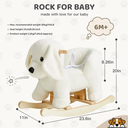 Baby Rocking Horse,Labrador Wooden Rocking Horse for Toddlers 1 Year Old Cute Dog Stuffed Plush Ride-on Toy Rocking Animal for Baby Boys and Girls Nursery/Child Christmas or Birthday Gift