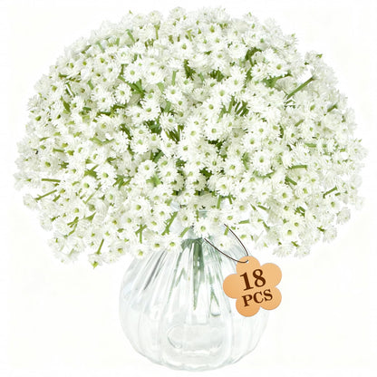 MAQIHAN 18 Baby Breath Artificial Flowers - 7.6" Babies Breath Flowers Artificial Faux Flowers Bouquet White Fores Greenery Real Touch Fake Flowers Arrangements Wedding Centerpieces Tables Decorations