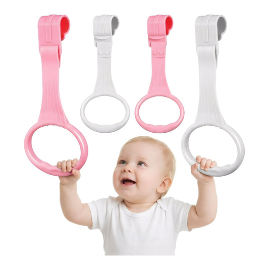 Baby Pull Up Rings for Playpen, Playpen Grippers and Assist Handles for Toddler Walking Training, Crib Standing Rings for Infant Playard, Nursery Accessories for Boy Girl, 4 Pcs