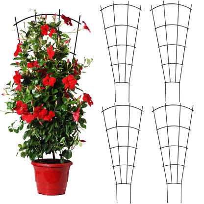Mklsit 4 Pack 32'' Indoor Plant Trellis for Potted Plants, Metal Garden Trellis for Climbing Plants Outdoor, Black Coated Flower Pot Trellis for Climbing Plants Houseplants Vine Ivy