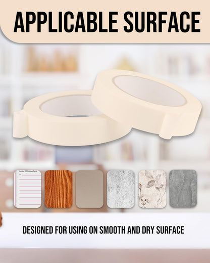 Lichamp Masking Tape 1 inch, 24 Pack General Purpose Beige White Masking Tape, 1 inch x 55 Yards x 24 Rolls (1320 Total Yards)