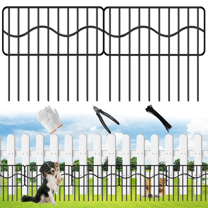 40ft(L) x 13in(H) Garden Animal Barrier Fence, 28panels No Dig Fences, Small Dog Fence Barrier, Animal Barrier Rabbit Fencing Rustproof Metal Decorative Border for Outdoor Garden