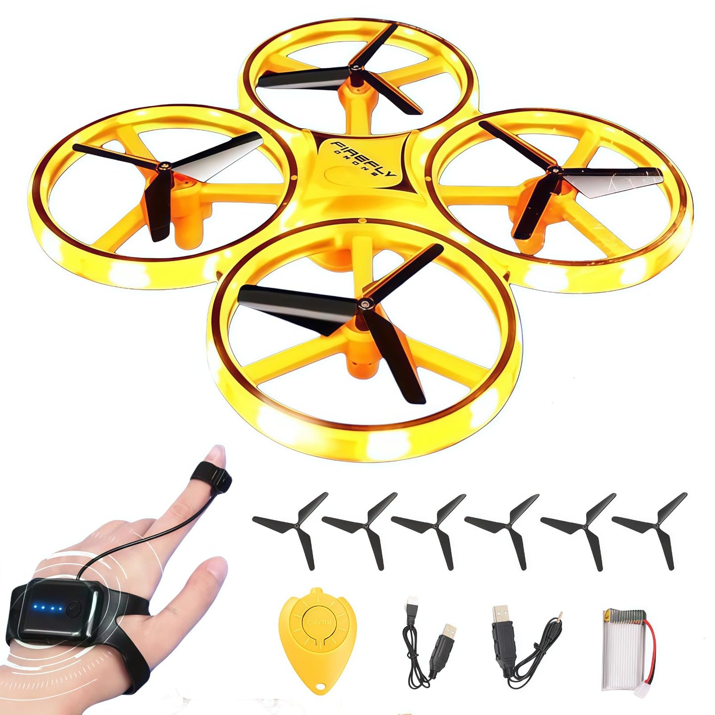2025 Upgraded Hand Controlled Drone for kids,Somatosensory aircraft with Smart Watch Controlled, Gesture sensing aircraft Cool LED Remote Control Drone 360° Flips,quadcopter,Toys Gifts for Boys and Girls