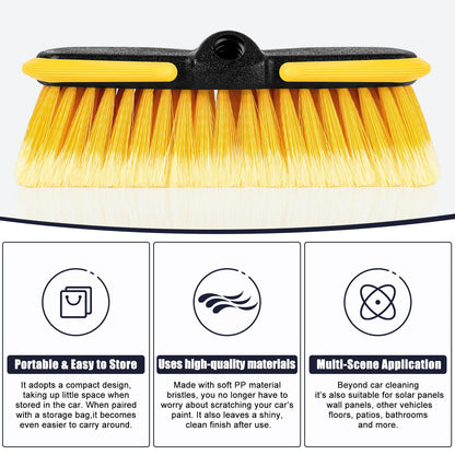 10 Inch Car Wash Brush Head, Scrub Brush Attachment for Long Handle Extension Pole,Outdoor Broom and Scrubbing Brush for Cleaning Window, Wall, House Floor, Deck, Patio, Car (10inch Brush-4Pack)