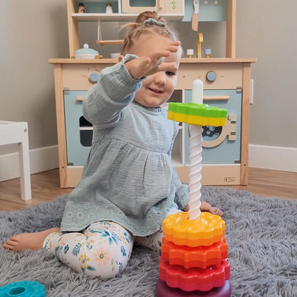 LUCKFUTURE Spinning Stacking Toys, Educational Toddler Toy Stacking Rings Baby Toys, Montessori Toy for Girls and Boys, Spin Gears Christmas Birthday Gift for 1-3 Year Old (Pack of 2)