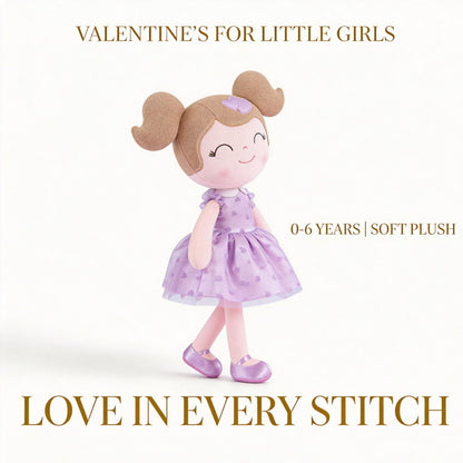 Gloveleya Baby Doll Valentines Day Gifts I Love You Gifts Soft Toy Plush Dolls Purple Flocking Heart Girl 16 Inches