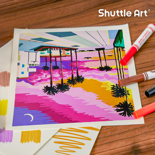 Shuttle Art 304 Pack Washable Markers, 8 Colors Broad Line Markers, Separate Pack of 38, Conical Tip Marker Bulk with a Box, Home Classroom School Supplies for Toddlers Kids Adults Students Teachers