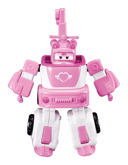 Super Wings - 7' Dizzy's Rescue Tow with 2' Pink Transform-a-Bot Mini Figure,Transforming Airplane Toy Vehicle Set,Toy for 3 4 5 Year Old Boys and Girls,US720314