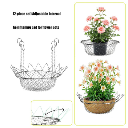 Decours 2 Pack Adjustable Planter Inserts for Large Receptacles with 12 to 18 Inch Opening Fit and Rust Build Outdoor Container Planner