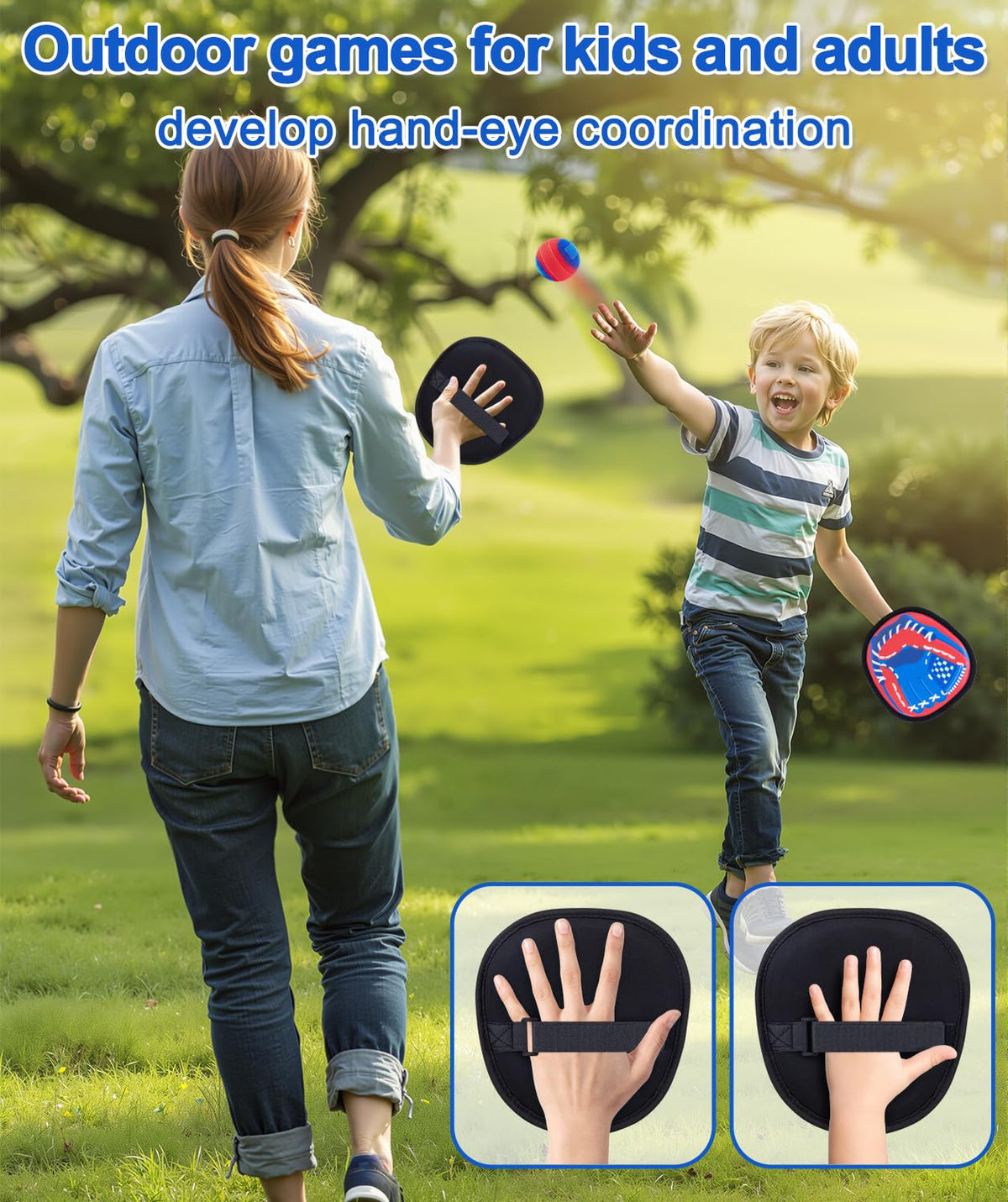 Qrooper Toss and Catch Game Ball Set Toddler Toys for 3 4 5 6 7 8 Year Old Boys Girls Birthday Gift, Yard Games Pool Outdoor Beach Toys for Kids Ages 4-8 Baseball Glove