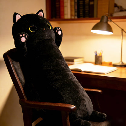MaoGoLan Long Cat Body Pillow for Kids, 44'' Big Kitten Plush for Adults, Big Black Cat Stuffed Animal for Girl, Large Kitten Plush Throw Pillow for Mother's Day Birthday Gift, Baby Shower Party Decor