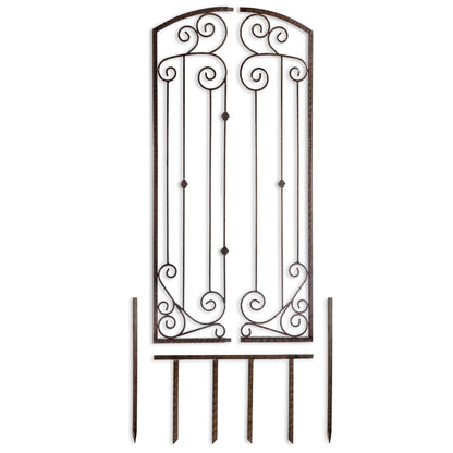 H Potter Large Metal Garden Trellis 32" W x 6 feet Tall — Heavy Duty Iron for Climbing Roses, Clematis, Ivy — Freestanding, Weather Resistant, Ground Spikes Included