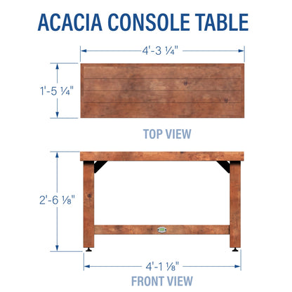 Backyard Discovery 48" Acacia Wood Farmhouse Narrow Console Table with Lower Slat Storage Shelf, Water-Resistant Design for Patio, Deck, Entryway, Living Room, Sofa Table, Indoor or Outdoor Use