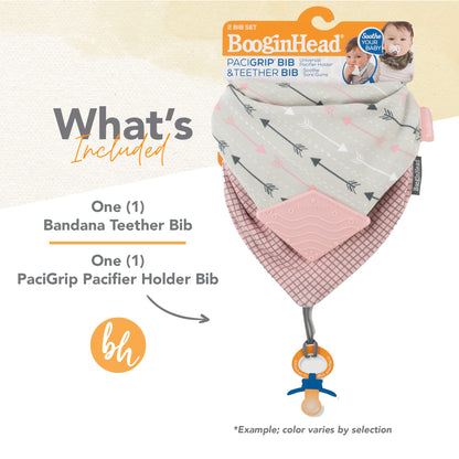 BooginHead by Infantino Cotton Baby Drool Bibs, Teething Bib and Pacifier Holder Bib, Blue Arrows