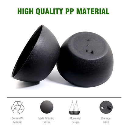 WSMKSZ 13 inch Large Hanging Planters Plant Pots for Outdoor Indoor Plants with Drainage Holes and Chain, 2 Pack Round Hanging Flower Pots for Garden Home Porch Decor, Black