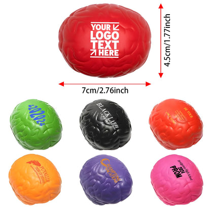 FLIXLEAP 100 Sets of Custom Stress Relief Foam Balls with Logo, Bulk Brain Shape Personalized Foam Balls, Anxiety Stress Relief Stress, Perfect for Office, Travel or Home