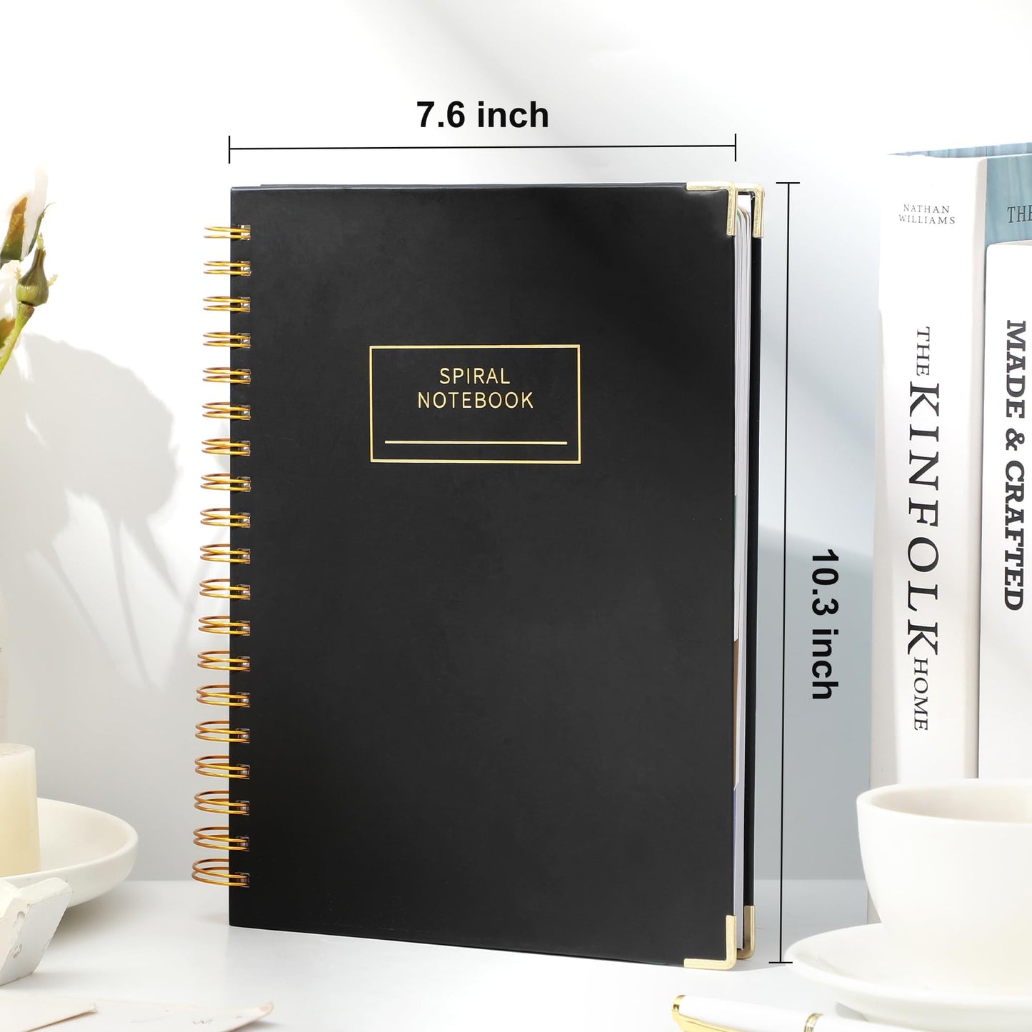 Yoment Hardcover Spiral Notebooks for Work School, B5 Journal Notebook with Tabs Dividers, Multi 5 Subject Notebook College Ruled, 240 Pages Lined Journal for Men, Back to School, Gifts, Black