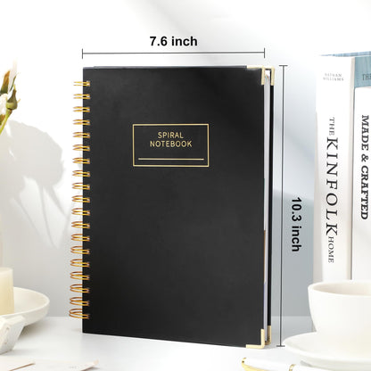 Yoment Hardcover Spiral Notebooks for Work School, B5 Journal Notebook with Tabs Dividers, Multi 5 Subject Notebook College Ruled, 240 Pages Lined Journal for Men, Back to School, Gifts, Black