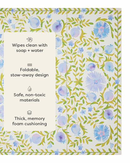 House of Noa Foldable Baby Tumbling Mat – Memory Foam Padded Foldable Kids Play Mat for Floor | Durable, Stylish, and Cushioned Design | 4'x6' | Suzette Bluebell