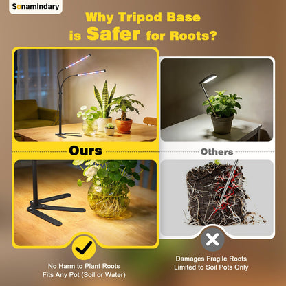 Sonamindary Grow Lights for Indoor Plants, Full Spectrum LED Plant Light with 9.8-35 in Tripod Stand, 120 LEDs 5700K, 4/8/12H Auto Timer, 5 Brightness Levels