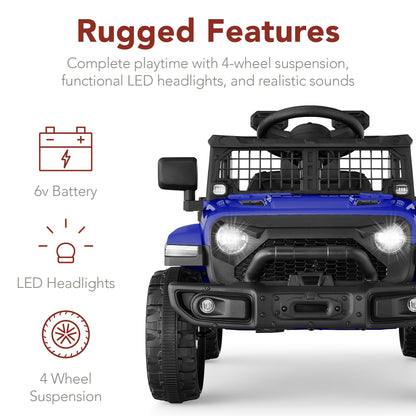 Best Choice Products 6V Kids Ride On Toy, Mini Truck, Electric Play Car w/Parent Remote Control, 4-Wheel Suspension, LED Lights, 2 Speeds, Functional Horn, 3.1MPH Max Speed - Blue